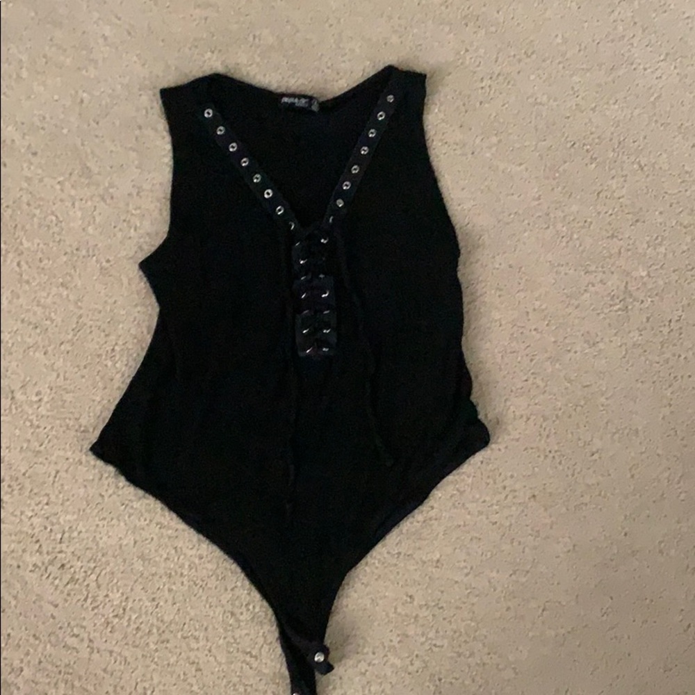 black lace up body suit